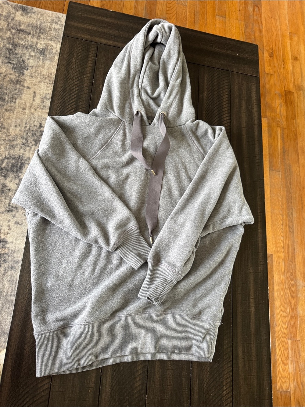aerie Gray Oversized Pullover Hoodie with Wide Drawstrings